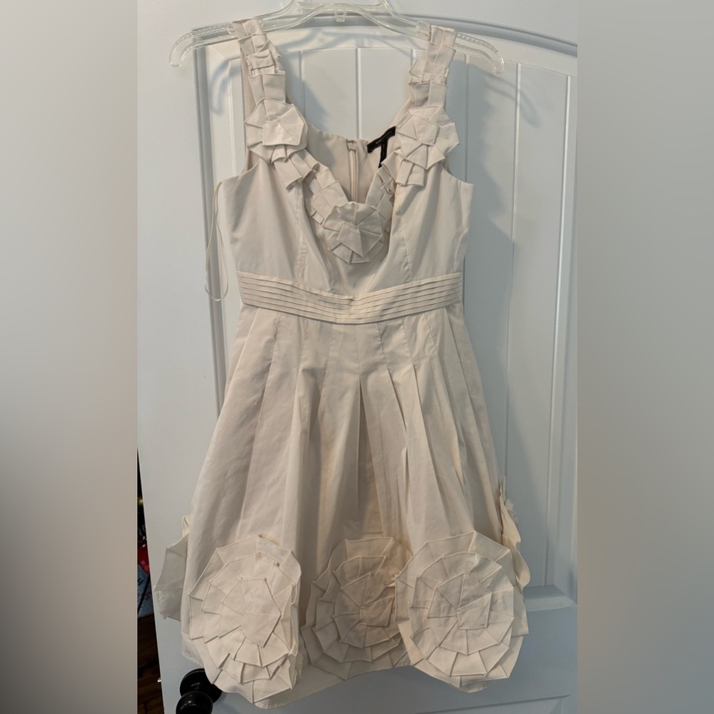 BCBGMaxAzria Cream Dress with Ruffle Detail